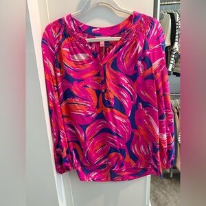 Lilly Pulitzer Vibrant Pink and Orange Women's Elsa Top